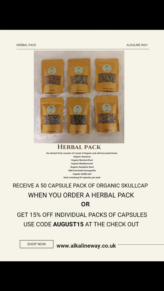 with every herbal pack you'll receive a 50 capsule pack of organic skullcap as well a FREE organic skullcap herbal tea!
we are also running a discount code AUGUST15 for 15% off individual packs of herbs!
don't miss out! head over to our website and make your order now! 💚🙌🏾
#plantpower #stresssupport #skullcap #guthealth #alkalineway #dontmissout