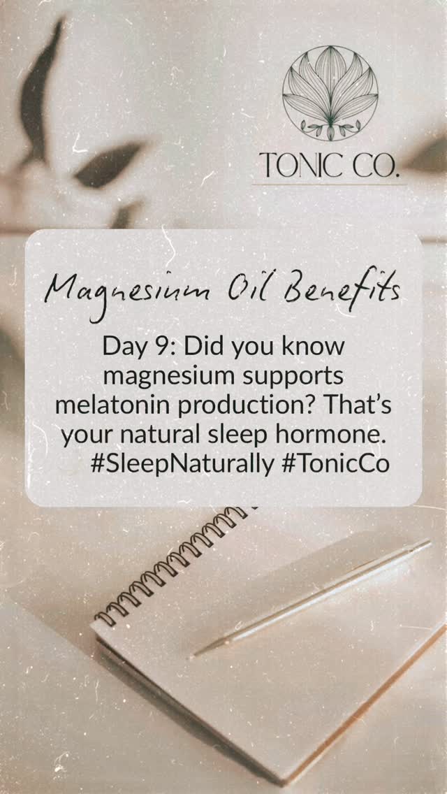 Still not sleeping well? 😴
Magnesium helps your body produce melatonin — the hormone that tells your brain it’s time to rest. 🧠✨
A few sprays before bed can help you fall asleep faster and stay asleep longer.
Deep sleep starts here.
#TonicCo #MagnesiumForSleep #MelatoninSupport #NaturalRest #BetterSleepNaturally #RestoreYourBody #TonicTip