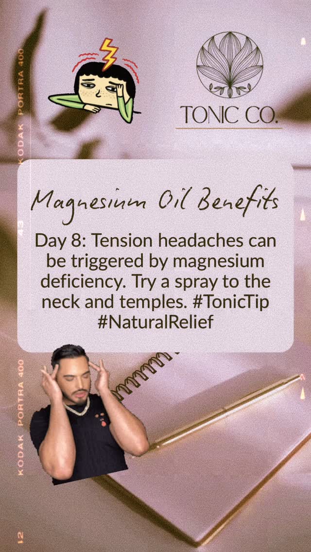 Tension, tight neck, pressure behind your eyes?
Magnesium might be the missing piece. 💆♀️
It works by:
✔️ Relaxing muscle tension
✔️ Calming overactive nerves
✔️ Improving blood flow to the brain
✔️ Reducing stress (a major headache trigger)
Spray onto your neck, shoulders, or temples — gently massage in, breathe deep, and let it go. ✨
#TonicCo #MagnesiumForHeadaches #TensionRelief #NaturalSupport #RestoreYourBody #TonicTip