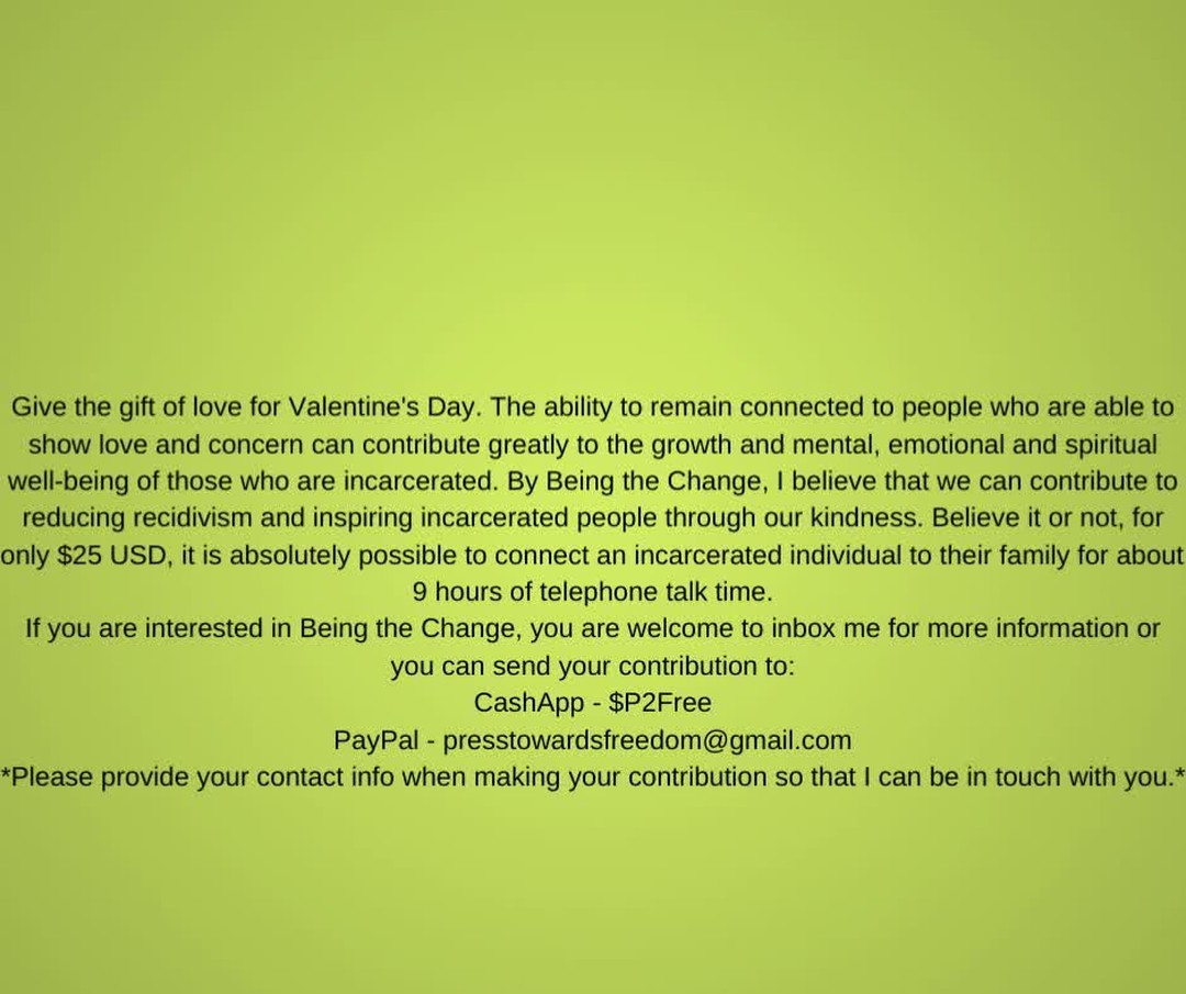 Show love to someone, in unconventional ways. 💖
#reducerecidivism
#KeepPressingTowardsFreedom
#ShowLove