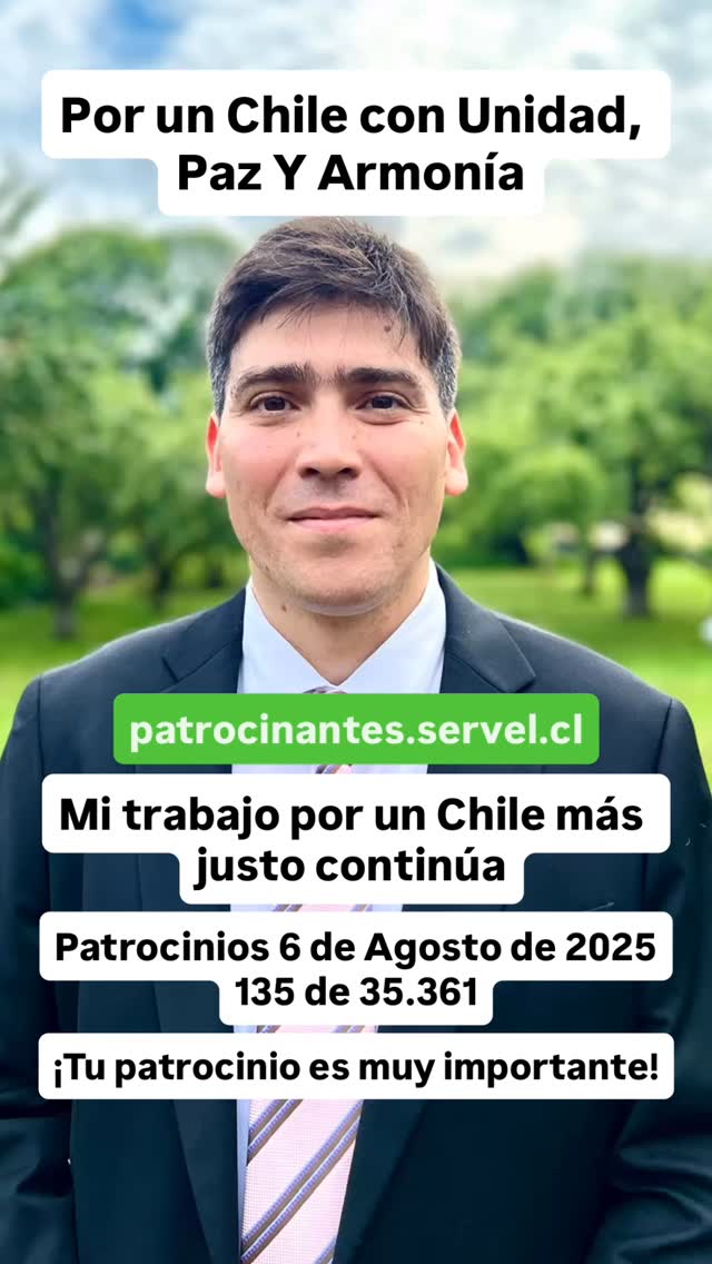 ¡Hola! Comparto patrocinios actualizados. Mi trabajo por un Chile más justo continúa. ¡Acompáñame en este trabajo país! #porunchileconunidadpazyarmonía #yoapoyoalpatovalenzuela #fyp #parati #instagram #chile #chile2025 #viralchile #candidatoindependiente #presidentedechile
