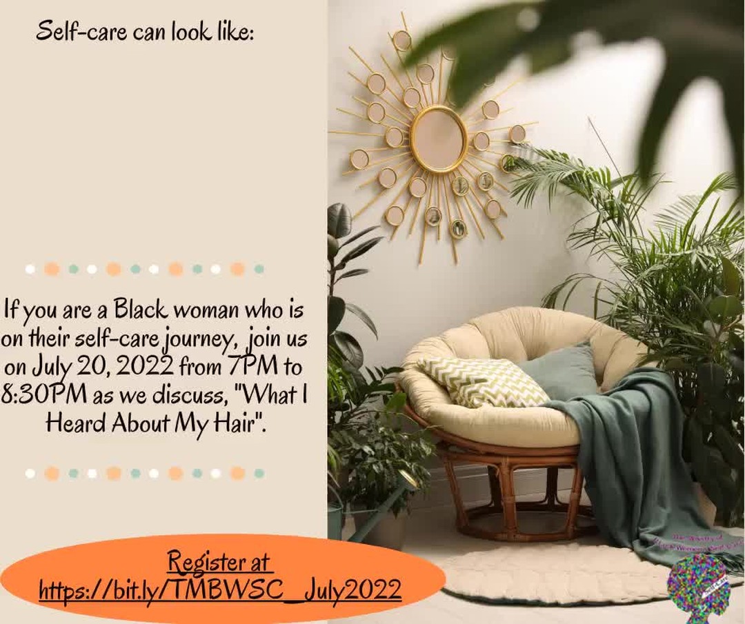Every third Wednesday, because we're normalizing self-care for Black women!
Register ➡️ https://bit.ly/TMBWSC_July2022
#TheMinistryofBlackWomensSelfCare
#selfcare
#NormalizingselfcareforBlackwomen
#SelfCareistheNewNormal