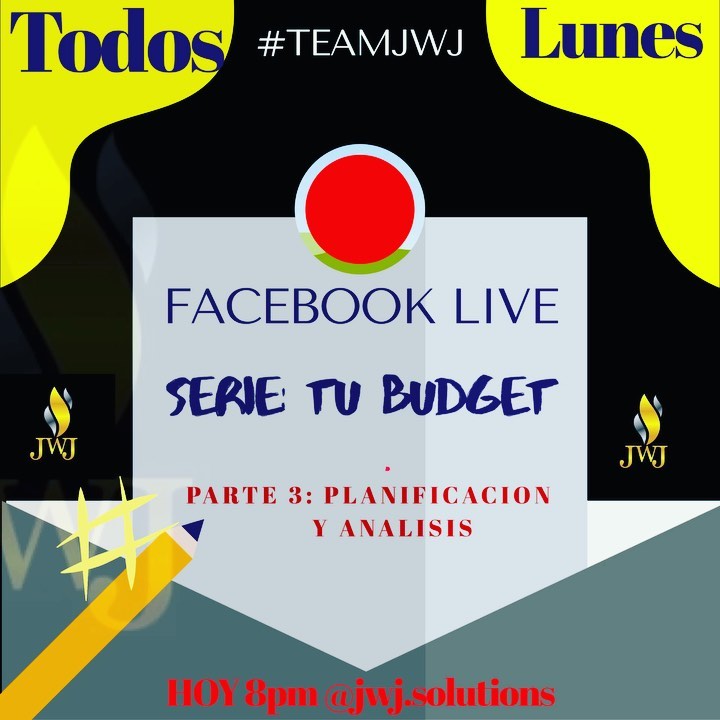 ...esta noche ⤵️⤵️⤵️ Continuamos con
La Serie: #tubudget traida a ti por el mejor equipo de contabilidad TEAMJWJ✨🖤
.
Les esperamos @jwj.solutions Facebook Live @8pm, Hoy Lunes donde aprendemos pero gozando. #teamjwj✨
.
#tusfinanzas #micontador #tucontable #negocios #empresarios #familia #matrimonio #dinero #lebanonpa #harrisburgpa #readingpa #yorkpa #lancasterpa #notequites #organizate #exito #alcanzarsueños #alcanzatusmetas #invierte #usaeldineroatufavor #usalobien #multiplicalo #budget #presupuesto