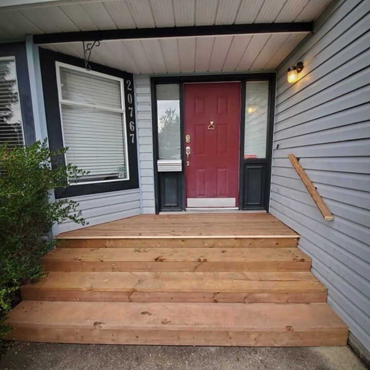 Another project down! This client had an unsafe front step that was caving in and was slippery when wet. We came in and rebuilt them using treated lumber.