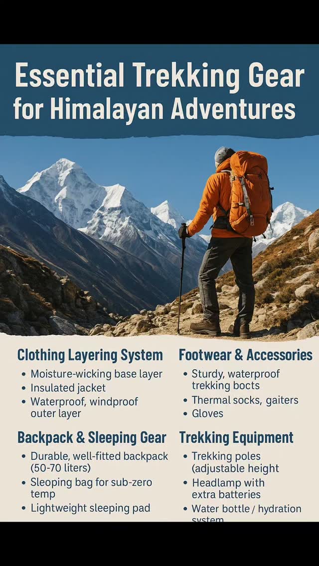 🎒🏔 Your Himalayan Trek Starts with the Right Gear!
From snow-capped peaks to lush valleys — your adventure needs the right companions.
Be ready for every climb, every camp, every challenge!
Must-Have Gear:
✅ Trekking Shoes & Backpack
✅ Warm Jackets & Gloves
✅ Sleeping Bag & Tent
✅ Trekking Poles & Rain Gear
✅ Headlamp & Water Bottle
💡 Pack smart, travel light, explore far!
www.trexpert.co.in
#TrekkingGear #HimalayanTrek #AdventureGear #TrekkingLife #MountainTrekking #TrekkingEssentials #Trexpert #HikingGear #AdventureSeekers #ExploreHimalayas #HikingEssentials #OutdoorGear #AdventureTime #BackpackingLife #treksmart