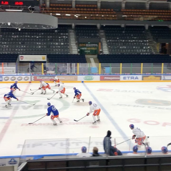 Great to be at the Tampere Ice Hall watching our opponents prepare for our game in an hour.