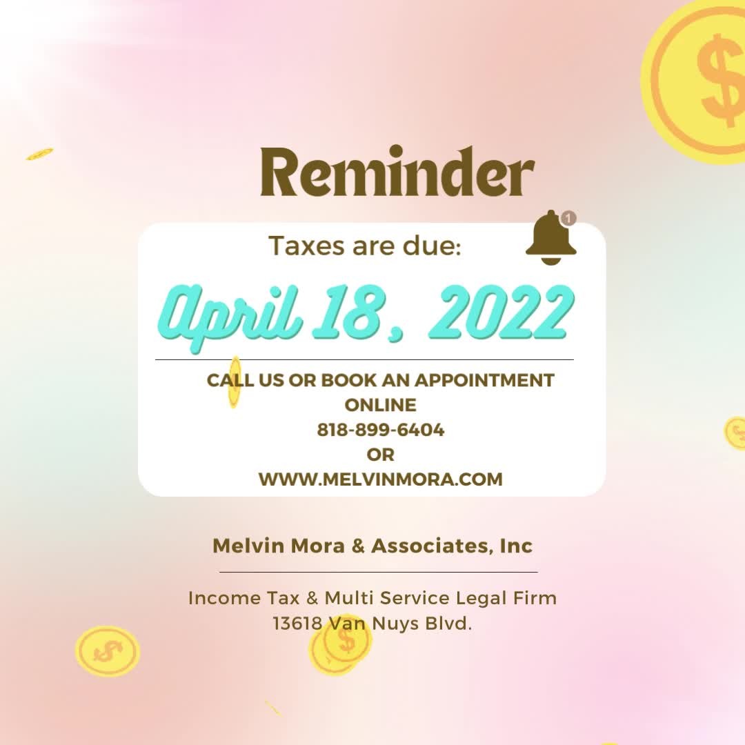 The end of Tax Season is right around the corner!
Don't forget to pay your taxes before the April 18 deadline to avoid penalties and interest!
