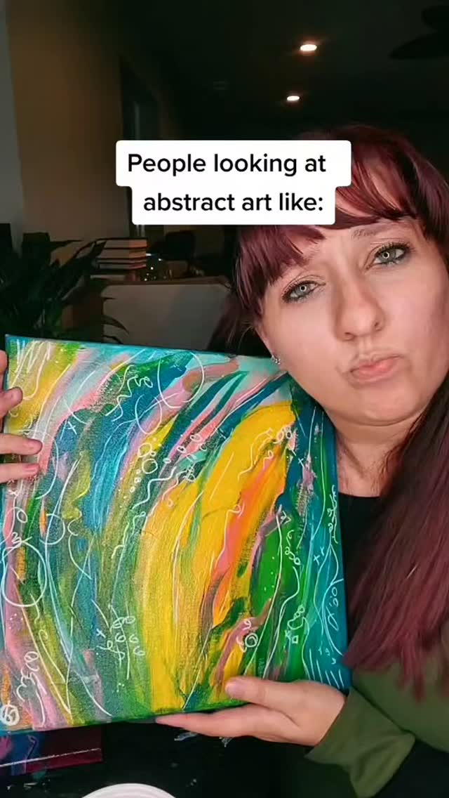 People trying to understand abstract art like: 🧐
Real talk: I love explaining the meaning behind my work. 🎨 Inspiration isn't always super deep but theres a reason behind every color selection and mark that I make. It's never just throwing paint at the wall.