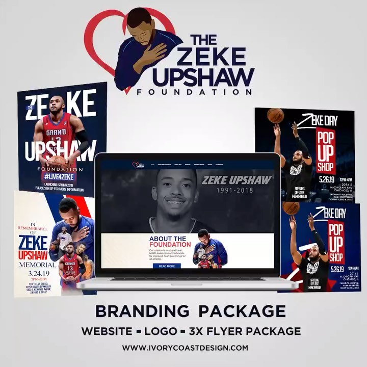 Branding package designed for The Zeke Upshaw Foundation promoting heart health awareness. #ripzekeupshaw #zekeupshaw #nbagleague #graphicdesign #graphicdesigner #ivorycoastdesigns #blackartists #blackexcellence