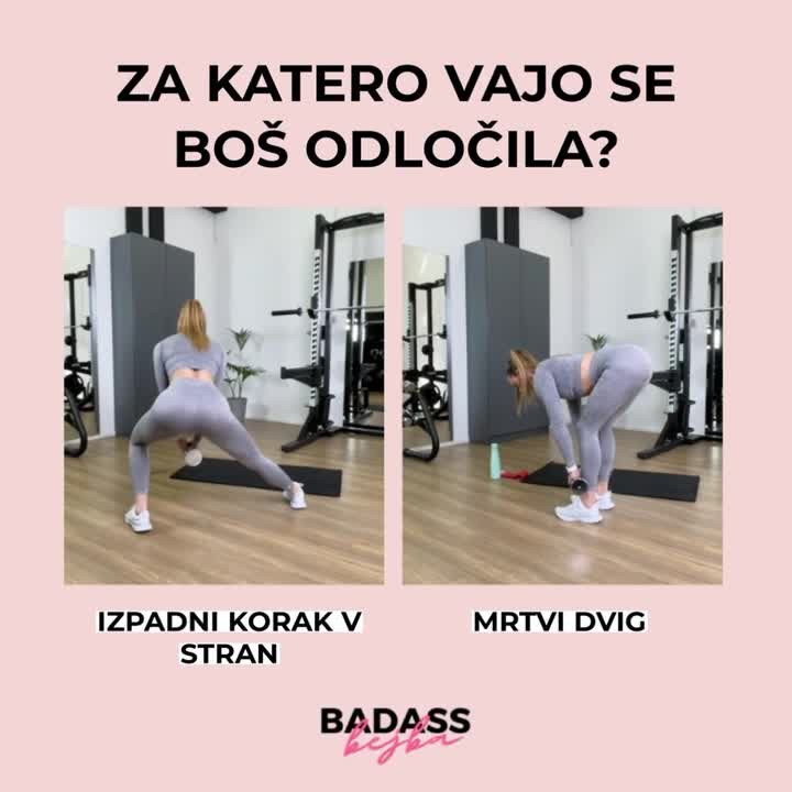 Tale pa je težka! 😃 Izbereš lahko samo eno vajo! Aaaaaaaa, za katero vajo se boš odločila? 😳
👉 Za izpadni korak v stran ali mrtvi dvig?
#badassbejba #zanimame #trainlikeabadass