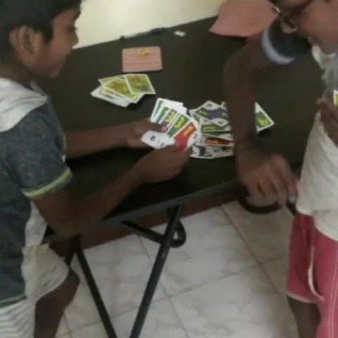 Staying at Home & Getting ready to game. They enjoy playing 7 Ate 9 and often ask for a repeat. More interestingly I've seen this game improve their basic mathematical skills every game they played.
7 ate 9 is a quick playing card game, where players have to get rid of all their cards. The next card to be played is based on an addition or subtraction to the card on the table. There are no turns, players race to finish their cards & learn to quickly add and subtract numbers incidentally as they play.
@otbgames #cardgame #stayhome #gamesforkids #gamefullearning #learnthroughplay #incidentallearning #mathforkids #quickgames #fun #playingwithfriends #playwithkids #chennaiboardgamers #saltedmangoes #playkochiplay #funlearning