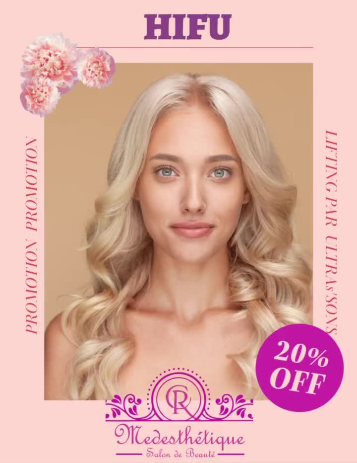 ✨ Offre Exclusive HIFU Visage, Cou & Décolleté ! ✨
💎 Profitez d'une réduction exceptionnelle allant jusqu'à 275 $ ! 💎
🔹 Découvrez les bienfaits du traitement HIFU :
💆♀️ Le soin le plus liftant sans chirurgie : effet tenseur et raffermissement immédiat.
⏱️ Aucune éviction sociale : reprenez vos activités immédiatement après la séance.
🌟 Résultats visibles dès la première journée : la peau paraît plus ferme, plus lisse et rajeunie.
📈 Amélioration progressive : les résultats continuent d'évoluer jusqu'à 3 mois après le traitement.
✨ Pourquoi choisir Medesthétique CR ?
🔹 Technologies de pointe et soins personnalisés.
🔹 Expertise et passion pour la beauté naturelle.
🔹 Une approche douce et non invasive pour des résultats durables.
💖 Réservez votre place dès aujourd'hui et offrez à votre peau le soin qu'elle mérite !
📞 Appelez-nous ou écrivez-nous : 438 364 7703
🌐 Visitez notre site : www.medesthetiquecr.com
📍 Situé à Candiac, sur la Rive-Sud de Montréal.
👉 Dépêchez-vous, les places sont limitées ! 🌸