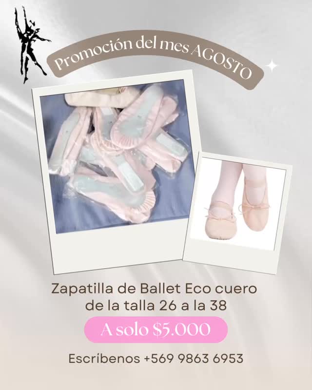 💥 ¡OFERTA FLASH! 💥
Zapatillas de ballet en ecocuero 🩰✨
📏 Tallas: 26 a 38
💲 Solo $5.000 (¡precio de remate!)
📦 Stock limitado… ¡corre antes que vuelen!
Escribe ahora y asegura las tuyas🛍️
#BalletChile #ZapatillasBallet #BalletClass #BalletLife #BailarEsVida #BalletShoes #OfertaBallet #RemateBallet #BalletChileGirls #BalletSantiago #BalletEnChile #DanzaChile #DanzaSantiago #BalletLovers #BalletEcocuero #BalletEnCasa #BalletEnLasCondes #SantiagoChile #BalletOferta #backdancestore