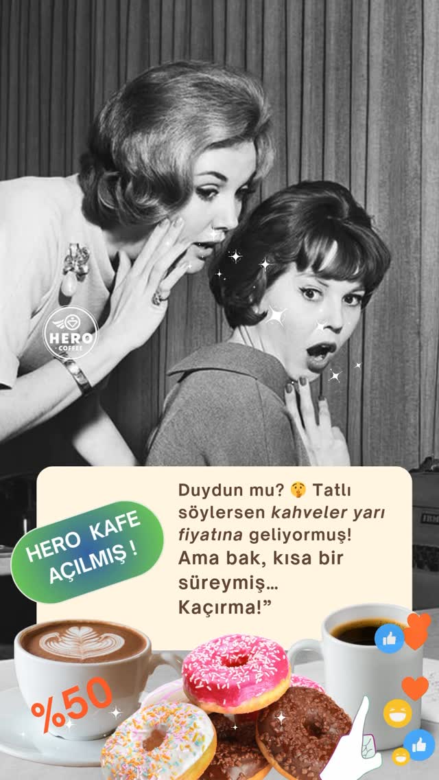 Şimdi küçük bir kaçamak yapmanın tam zamanı…
Tatlı keyfi? ✔
Kahve indirimi? ✔
Kısa süreliğine, tatlı siparişine tüm kahveler %50!
Gel, tatlı kahve dedikodumuzu başlatalım. 🤭
#KahveKeyfi #TatlıMolası #KahveSeverler #Kahveİndirimi #FısıltıGazetesi #herocafe #koleksiyon #collectibles #figür #actionfigure #cafevibes #