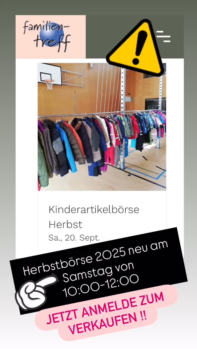 Herbstbörse 2025 findet am SAMSTAG 20. September statt‼️‼️‼️#familientreff#familien#kaltbrunn#linthgebiet#börse#herbstbörse#kinderkleiderbörse#kinderkleider