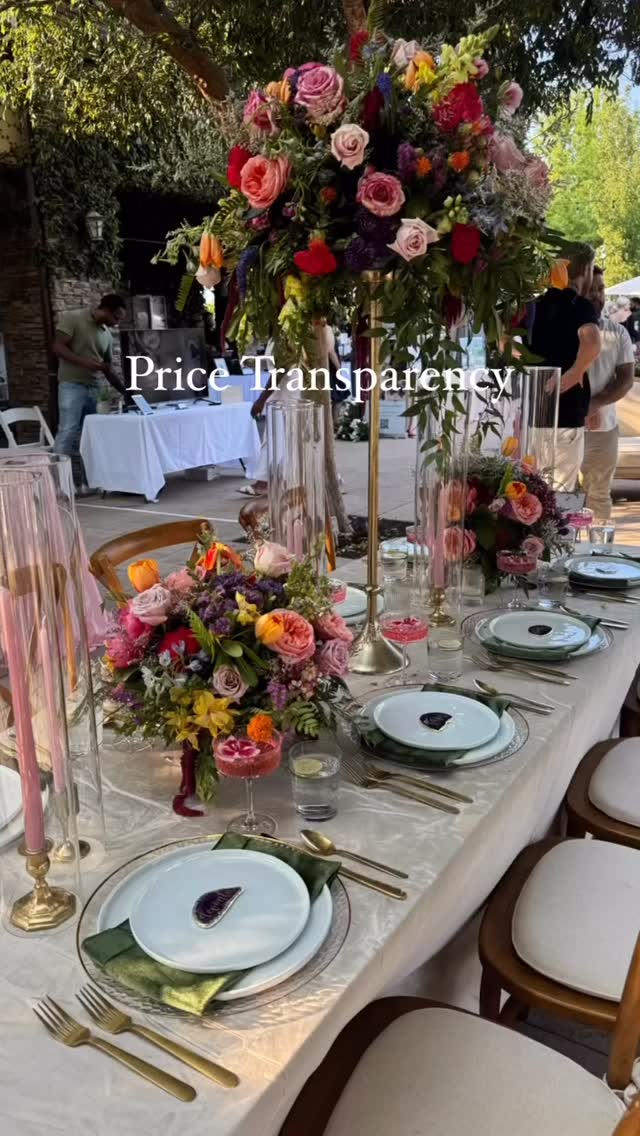 Price transparency!!
With Pinterest, TikTok, Instagram, and just the Internet in general we need to bring pricing back to reality.
Table one (first two pictures) for 8 people $882. This is going to be on the higher end. With multiple floral centerpieces at different heights, pillar candles with hurricanes, votives, a full set of silverware, chargers and preset plates, and glassware.
Table two (pictures 3 and 4 - green table linen) is going to be a more standard design that still will hold all of the needs of your guest. You’ll still have your floral centerpiece, some votives, a smaller silverware set better for buffets, and a preset water glass.
Both of these tables do have velvet linens, for the tablecloth and the napkin. They are both in a jewel color palette, and they both are perfectly acceptable for any event.
want the price sheet Diem to you? Just comment $ and we will send them over!
Design & Coordination: @eventsbynicki
Florals: @strelitziaflowerco
Rentals: @tworivers_events