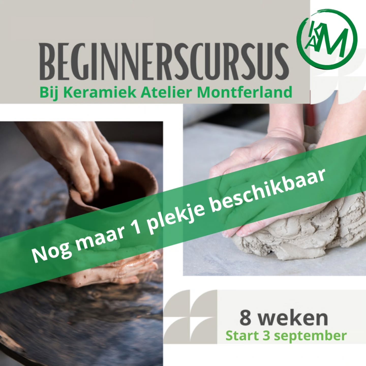 Vol!!!!
Ga naar www.keramiekateliermontferland.com om het allerlaatste plekje van de beginnerscursus in 2025 te bemachtigen.
