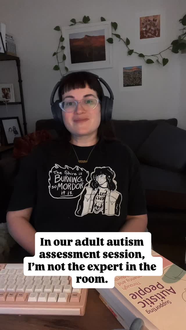 An adult autism assessment is a collaboration, not an interrogation.
It is not a test that you pass or fail.
There is no minimum “score”that you need to get.
During our assessment you bring your lived experience; I bring my clinical tools and perspective.
Together, we make sense of your story.
#latediagnosis #latediagnosisautism #autisticadult #neuroaffirming #autisticadults #autismassessment #audhd