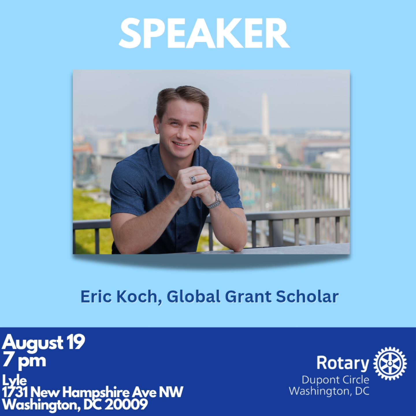 Join us this Tuesday at 7 pm at the @lyledc to hear from our great speaker.
Eric Koch, a Software Engineer at Scale AI and Captain in the U.S. Army Reserve, received District 7620's Global Grant Scholarship to pursue a Master of Science in Cognitive Science at the University of Edinburgh. His work currently focuses on building Artificial Intelligence technology to support national security.
He holds a Bachelor's degree from MIT and has specialized expertise in defense technology, AI, and software engineering. A former Boren Scholar at Tsinghua University in Beijing, Eric served on active duty in the Army after graduating from MIT. He has worked in Maryland and the DC area supporting U.S. Cyber Command's Cyber National Mission Force and Special Operations Command.
As a Global Grant Scholar at the University of Edinburgh, Eric aims to advance the study of ethical AI and leverage it to proactively prevent conflicts, aligning with the Rotary Foundation’s focus on Peacebuilding and Conflict Prevention. He was sponsored by the Rotary Club of Washington, DC and values Rotary's unique position to unite DC's diverse professional community for service.
A resident of Navy Yard, Eric enjoys runs on the National Mall and biking around the city. He speaks Mandarin Chinese and some Russian and has studied and lived in Russia, China, and Kazakhstan. Eric looks forward to sharing his insights from his Edinburgh studies with Rotary clubs throughout @rotary7620. #dupontrotary #rotary7620 #serviceaboveself #rotaryinternational #globalgrant #rotaryscholarship