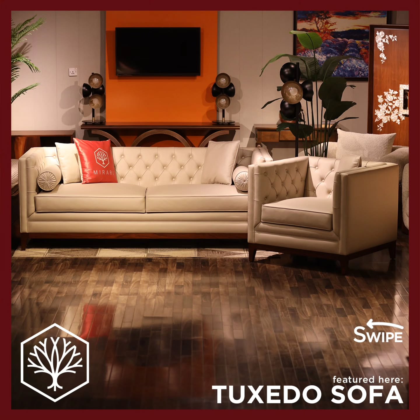 For a touch of Old Hollywood glamour, the Tuxedo sofa is the perfect choice. Its low, luxurious frame is hand-upholstered, while the back and shelter arms showcase exquisite hand-done diamond tufting. Stylish yet inviting, the Tuxedo offers the ideal blend of elegance and comfort, making it perfect for both lounging and relaxing.