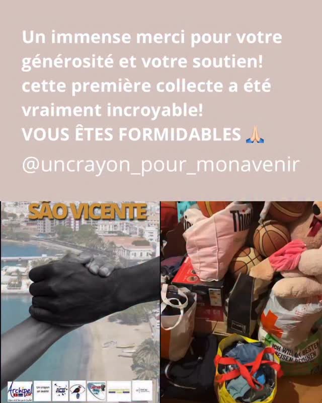 Nous sommes tellement émus et reconnaissants de votre belle générosité, de votre soutien et de votre bienveillance à nos côtés! En notre nom et au nom des familles et enfants du Cap Vert, nous vous disons Merci 🥰🤍🙏🏻on vous donne des nouvelles pour la suite 🙏🏻#uncrayonpourmonavenir #donnerpourchanger #solidarité #capvert #tempêteerin #humanitaire #merci