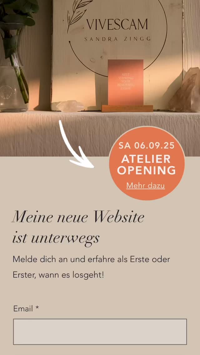 ✨ Etwas Neues entsteht...
Ein Ort voller Glanz, Freude & persönlicher Begegnung.
Ich stecke mitten in den Vorbereitungen für meine neue Homepage & mein Atelier – und freue mich riesig, wenn Du mich dabei begleitest 💛
🌿 Ab 1. September ist mein neuer Online-Shop live
🥂 Am 6. September öffnet mein Atelier – mit Prosecco, Schmuck & mehr
💌 Trag Dich in den Newsletter ein & erfahre alles zuerst
👉 Folge mir für Einblicke, News und kleine Überraschungen aus dem Atelier!
Ich freue mich auf Dich!
#vivescam #edelsteinschmuck #schmuckdesign #ateliereröffnung #onlineshopneu #schweizerlabel #bohoinspo #followmyjourney #handmadeinswitzerland #workshopliebe #glanzmomente #openingsoon #schmuckmitbedeutung #newsletterlove #vivescamatelier