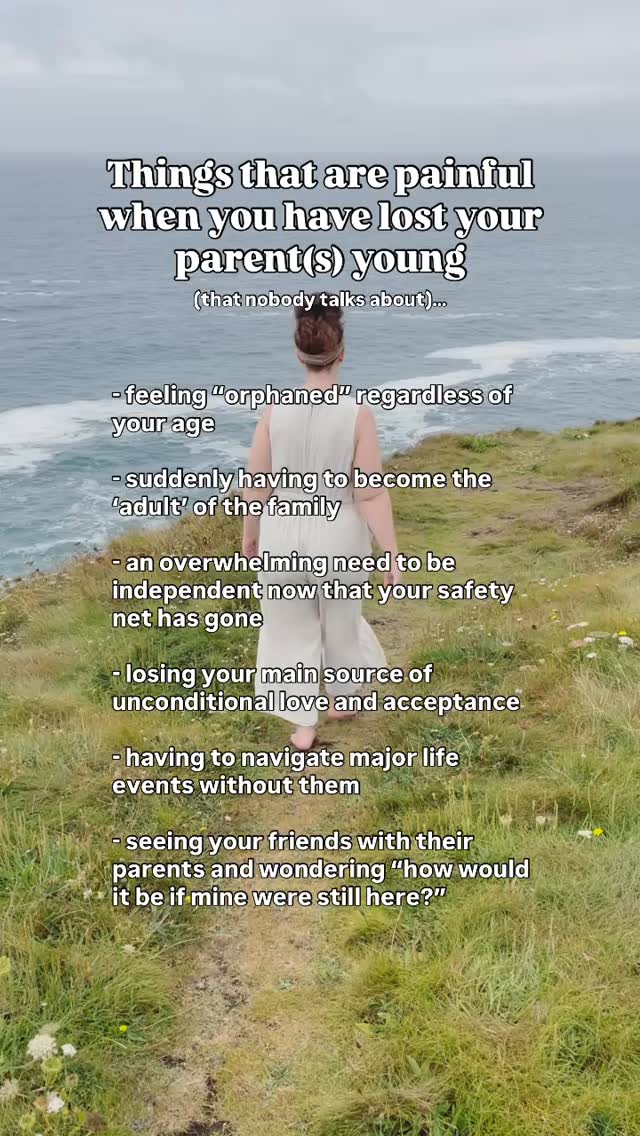 There are many things that can feel painful when we have lost one or both of our parents.
Things you might not even imagine until they are suddenly there, staring you in the face.
We often don’t talk about these things because we feel like people might not understand what it’s truly like, that it will make people feel uncomfortable or worry that people simple don’t want to hear it.
These could be things like…
-feeling “orphaned” regardless of your age
- suddenly having to become the ‘adult’ of the family
- an overwhelming need to be independent now that your safety net has gone
- losing your main source of unconditional love and acceptance
- having to navigate major life events without them
- seeing your friends with their parents and wondering “how would it be if mine were still here?”
🤍 I wonder which of these can you relate to, or what else would you add?
If you’re struggling with grief after the loss of one or both of your parents please reach out via the link in my bio for a free connection call to see how I can support you.
#parentloss #motherloss #motherlessdaughters #fatherloss #fatherlessdaughters #griefsupport #griefjourney #grievingjourney #grieftherapy #griefandlosssupport