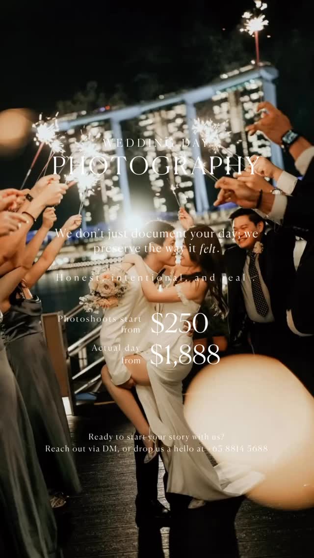 It’s more than photos, it’s the way your day felt. ✨
Honest, intentional, and real. 💛
💍 Photoshoots from $250
💍 Actual Day from $1,888
Let’s begin your story — DM us or say hello at +65 8814 5688 🌿