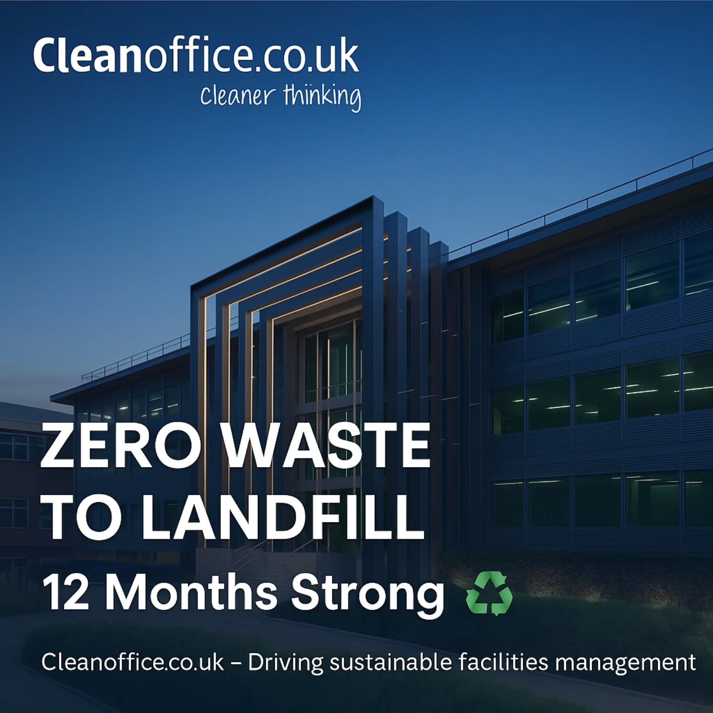 ♻️ Zero Waste to Landfill – 12 Months Strong! ♻️
We’re proud to share that AIR Solihull, 35 Homer Road, a building we support with facilities management services, has achieved 12 consecutive months with zero waste sent to landfill.
Through responsible recycling and sustainable waste processing, CleanOffice.co.uk continues to help clients reduce their environmental footprint and demonstrate real commitment to ESG goals. 🌍✨
Together, we’re making cleaner thinking a reality.
www.cleanoffice.co.uk
#Sustainability #ZeroWaste #FacilitiesManagement #ESG #CleanOffice #commercialcleaning #birmingham #london ##manchester #carbonneutral #fridayvibes #environment #wastemanagement #fridayvibes