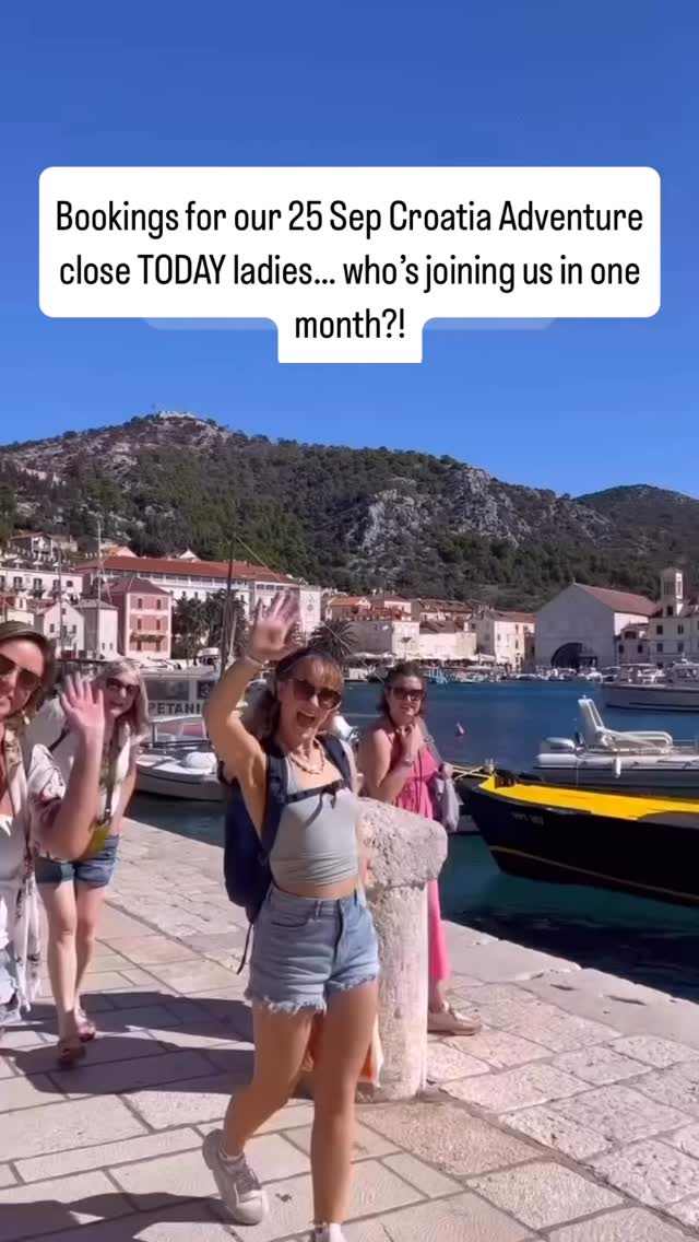 This is your last chance to join us on an adventure before the summer is over ladies! 🙌 Me, Emily and all the others already booked on are counting down and can’t wait to be here in gorgeous Croatia in just ONE MONTH and we’d love you to join us!! 😀
Head to our Insta stories for loads more highlights and our website for the full itinerary and all the info you need, where you can book your place and ask us any questions in the chat! There’s a link in our profile and stories 👉
You can also find loads of reviews there from women who’ve been on tour with us and loved it - and we promise you will too! 😁
If you’re just finding us, Travel Queen is a super personal group tour operator creating carefully crafted adventures for women, with lots of special little touches, gorgeous accommodation and hidden gems; perfect for the solo female traveller who wants to enjoy it all with the company of likeminded women and a group leader to take care of everything 😊
#croatia #travelqueen #sofetravel #solofemaletravel #girlstrip #womanpower #sheisnotlost #pov #povreels #fyp