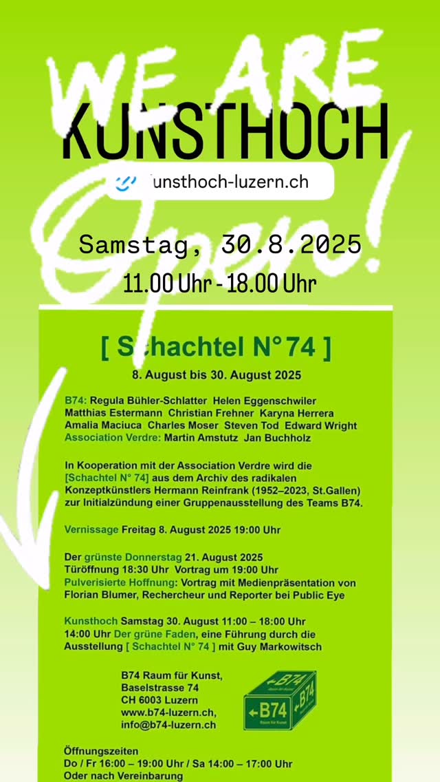 KUNSTHOCH, Samstag, 30.8.2025, 11.00 Uhr - 18.00 Uhr #kunst #ausstellung #kunshoch