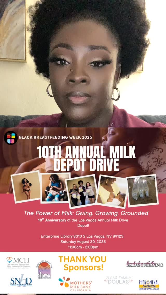 ✨Happy Black Breastfeeding Week 2025!✨
.
We celebrate Black Breastfeeding Week for many reasons. We will continue to make all aware of the health disparities that affect our community. We need to provide support to families of color by professionals of color.
.
Help is here. Join us at our 10th annual Human milk drive at the Enterprise Library Saturday, August 30th from 11-2pm. Come and enjoy the event, donate in person, register to donate, network with our community birth workers etc.
.
✨Donate Human Milk in 3 Steps✨
.
1 - Call 1.877.375.6645
2 - Complete Electronic Forms
3 - Take the free blood test
.
Vulnerable infants are in need. You can be a milk warrior and save lives. If you are breastfeeding, chest feeding or exclusively pumping and have extra milk you’d like to donate, pre-register today! We are able to hold your milk while you’re in the process of registering!
Call 1-877-375-6645 (For Spanish, select option 4)
.
You are amazing and you & your little one are accomplishing goals everyday! Continue to be the amazing and provide the best nutritional start for our future!
.
www.BreastfeedingwithMaj.com