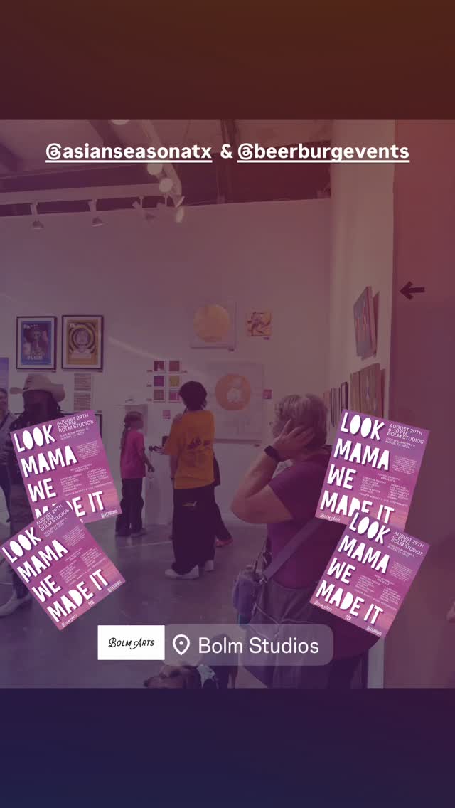 Stop by THIS WEEKEND ONLY to see ‘Look Mama We Made It!’ produced by @asianseasonatx and sponsored by @beerburgevents.
ARTISTS FEATURED:
Christine Pascoo
Lauren Hua
Bart Sasam
Lisa Crawford
RJ Gualberto
Roeya Panzeda
Joi Conti
Veeny Revilla
Sherwin Rivera
Himaya Studios
Erina Rizal
DBunns