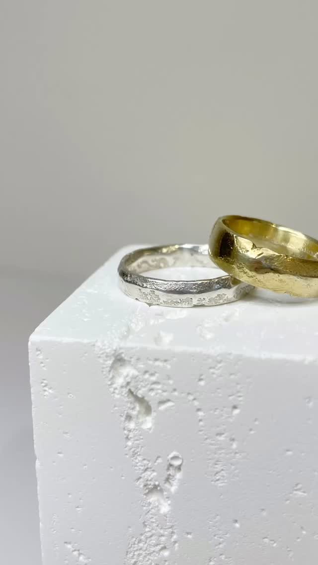 Bespoke wedding bands in recycled 9ct yellow and white gold for a beautiful couple getting married in December! 🥰 Love making these special forever pieces - pop by for a chat @fisherton.mill if you’d like me to make yours ✨