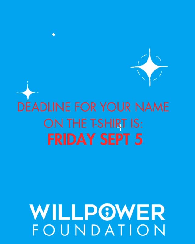 💙 A huge thank-you to everyone who has already signed up to sponsor the WillPower Walk & Talk / 5K Run—your support will fuel our new programs for teens, young adults, and families.
✨ If you’d like your name or company included on this year’s event T-shirts, please confirm your sponsorship of $250 or more by Friday, September 5.
Sponsorships after that date will still be gratefully acknowledged on event signage and our website—just not on the shirts.
Every contribution makes a difference. Thank you for helping us move this mission forward. 🙏
Link to register, donate and sponsor in our bio.
#WillPowerFoundation #WalkAndTalk5K #MentalHealthMatters #CommunitySupport
