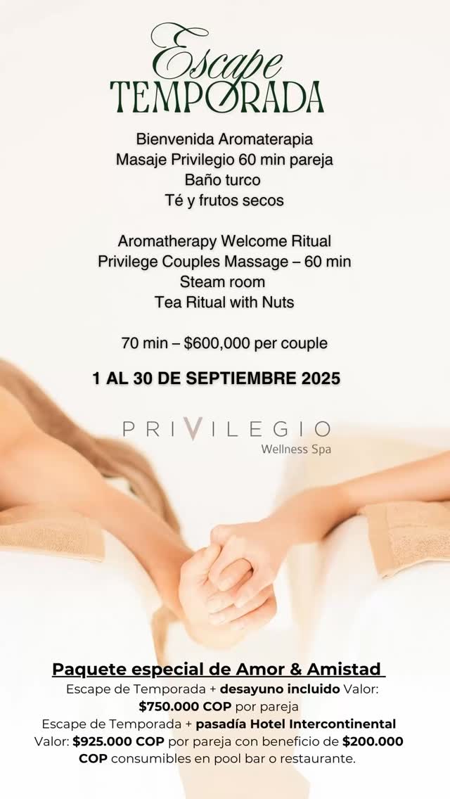 ✨ Celebra el amor y la amistad de la mejor manera ✨
Un día de spa para compartir risas, relajación y momentos inolvidables. 💕
Porque los mejores regalos no se guardan… ¡se viven! 🌸 #privilegiospactg🧖🏻♀️ #intercontinentalcartagena #masajeprivilegio #spaencartagena
