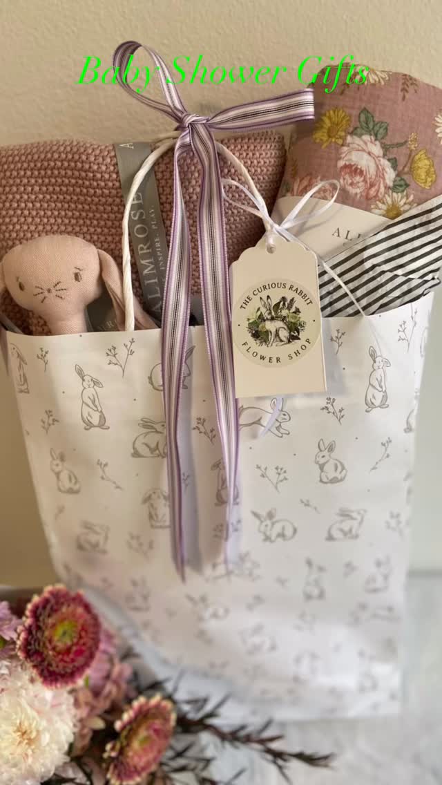 Gorgeous baby gifts for a baby shower or new baby! We have a beautiful selection of baby gifts. So easy to make up a gorgeous baby gift bag presented in a cute little bunny bag. Also ready made gift hampers or build your own personalised hamper. Shop online and we will deliver to your door https://www.thecuriousrabbitflowershop.com.au #balmaingiftshop #balmainflorist #drummoyneflorist #gladesvilleflorist #haberfieldflorist #balmaingifts #rozelleflorist #innerwestflorist #leichhardtflorist #babyshowergiftideas #sydneygifts #babygiftssydney #annandaleflorist #thecuriousrabbitflowershop