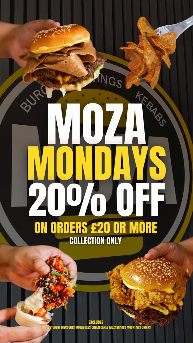 20% OFF ON ORDERS OVER £20!!! - MOZA MONDAYS!!! 🤑🤑🤑
GET DOWN TO MOZA TO START THE WEEK OFF RIGHT 🤤🤩😏
Excludes: NHS & Student Discounts, All Moza Boxes, Cheezecakes, Mozashakes, Mocktails and Drinks.
See our saved stories for our menu! 🔖
Call us on 01753923379 to make an order for collection!
You can also find us on UBEREATS! DELIVEROO! JUSTEAT! 📲
Located 30 seconds walk from IVER station off the Elizabeth Line!
📍2 WELLESLEY AVENUE, IVER, SL0 9AY 🚶🏽 🚗 🚲 🏍️ 🚂
#simplydelicious #burgers #halalburgers #bobsburgers #burgersuk #iver #moza #uxbridge #hayes #westdrayton #yiewsley #tasty #delicious #halal #halalfood #halalmemes #halalfoodie #food #foodphotography #foodstagram #foodblogger #brunel #bruneluniversitylondon #bruneluniversity #takeaway #smashburgers #spicydoner #nagadoner #freshfood