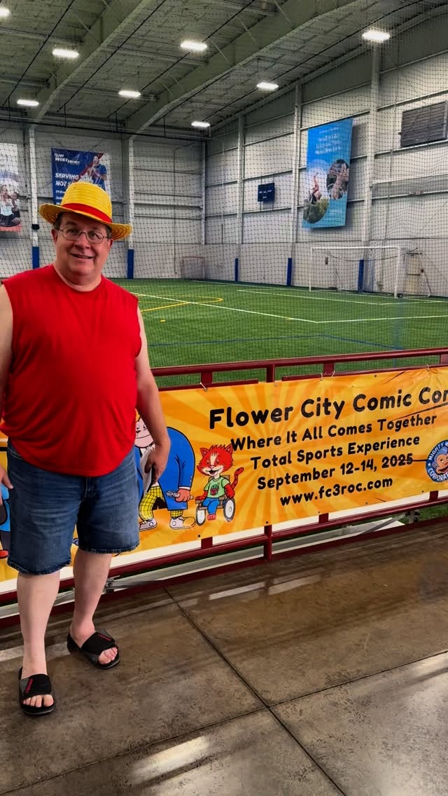 Luffy arrived a bit early to Flower City Comic Con! Someone got his calendar messed up! But he’ll still tell you about a lot of the things that are happening next weekend. Luckily Dan was there to set him straight… #onepiece #anime #roc #fc32025 #experiencefc3 #fc3 #WhereItAllComesTogether