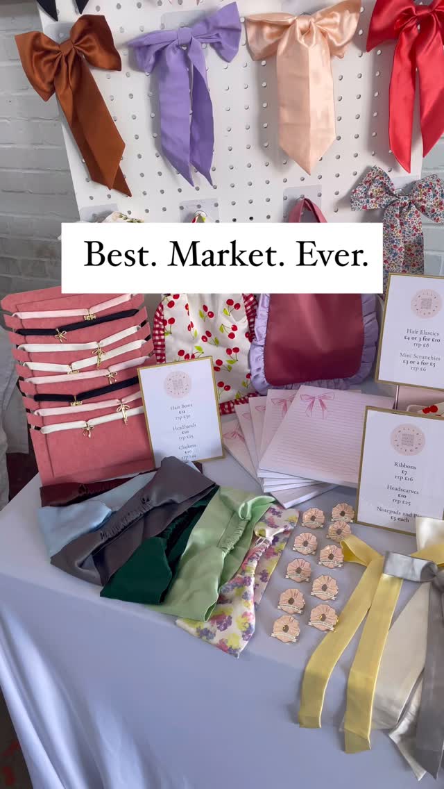 Still pinching myself a bit that this happened last month. Itās been A Time as a small business and itās moments like these really help me remember why I love my business. Talking to so many warm, friendly people from fellow stall holders to customers is re-energising. Iāve said it before but Iāll say it again, Daisy and Liv have created such a special atmosphere at @saladdaysmarketlondon
Video description- panning across a market stall filled with silk accessories with audio saying āI canāt believe I did thisā