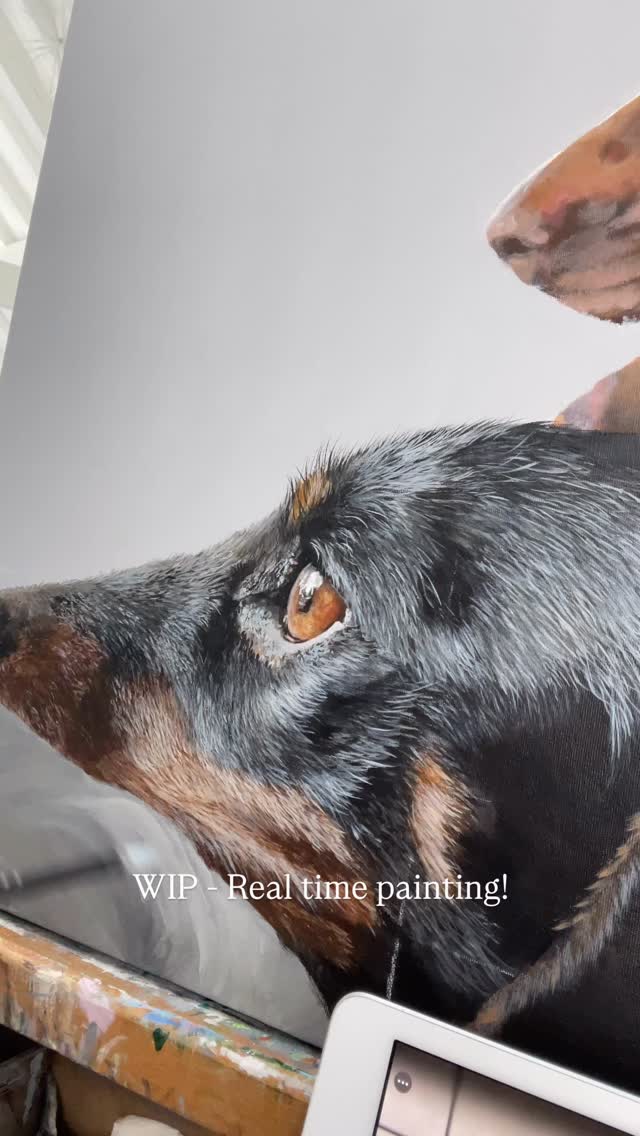 Slow progress on this Acrylic painting. #cotswoldartist #wiltshireartist #acrylicpainting #studiodays #miniaturedachshund