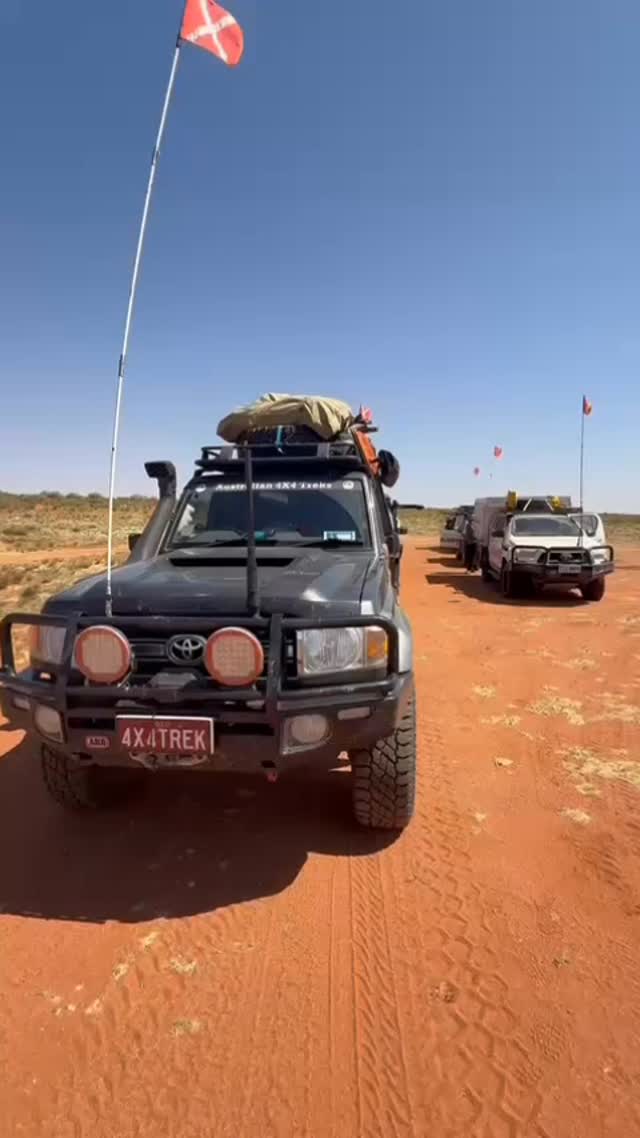 Oh What a Feeling! All @toyota line up for a double Simpson Desert crossing.#toyotahilux4x4 #4wdaustralia #adventureawaits #toyotalandcruiser #toyotahilux