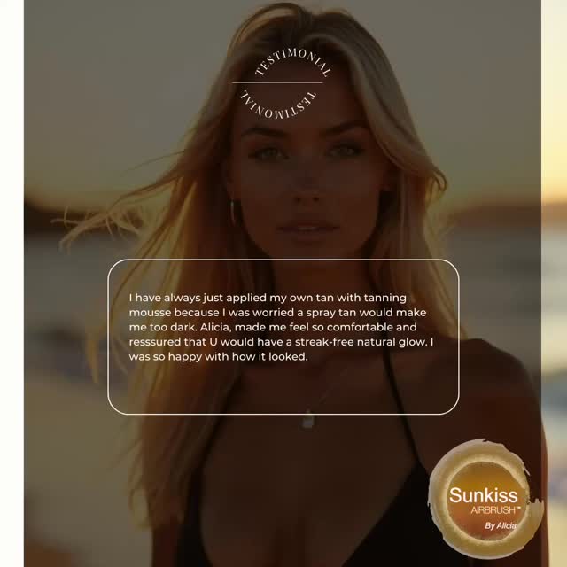 Self-Tanner vs. Airbrush™ Tan
Let’s be honest—self-tanners are messy, streaky, and stressful. 🙅🏻♀️ You spend time applying mousse, hoping it blends evenly, only to wake up with orange palms, patchy spots, or a color that doesn’t match your skin.
At Sunkiss Airbrush™ By Alicia, we’ve taken the guesswork out of tanning. Every tan is:
✨ Custom-matched to your undertones—no one-size-fits-all shade
✨ Seamlessly applied for a streak-free finish
✨ Clean, skin-safe solutions that are gentle yet powerful
✨ Contoured with precision so you leave looking sculpted and glowing
⸻
What is a spray tan good for?
✔️ Special occasions like weddings, parties, or vacations ✨
✔️ Evening out skin tone without sun damage 🌞
✔️ Adding a healthy, bronzed glow year-round 🌿
✔️ Boosting confidence and helping you look (and feel) your best 🤎
⸻
Why gamble with a bottle when you can walk out with confidence?
We cracked the code for the perfect tan.
At Sunkiss Airbrush™ By Alicia, we hear this all the time. One session with us changes everything—your glow, your confidence, your standards.
✨ Ready to glow? Book your custom airbrush tan today and experience the difference.
⸻
#SunkissAirbrushByAlicia #WoodburyNY #LongIslandGlow #AirbrushTan #CustomAirbrushTan #SprayTanWoodbury #LongIslandBride #BridalTan #FlawlessGlow #SkinSafeTan #NaturalTanning #LuxurySprayTan #BestSprayTanNY #ConfidenceInEveryDrop #GlowExpert #CustomMatchYourColor