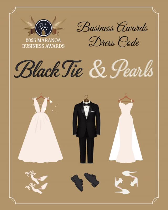 ✨ Dress to impress ✨
The 2025 Maranoa Business Awards will this year have a Black Tie & Pearls dress code. We encourage you to step out in style with your black tuxedos and elegant cream or white gowns.
It’s your chance to celebrate in sophistication and sparkle at one of the Maranoa’s most anticipated evenings of the year. 🌟
We can’t wait to see everyone looking their best on awards night!