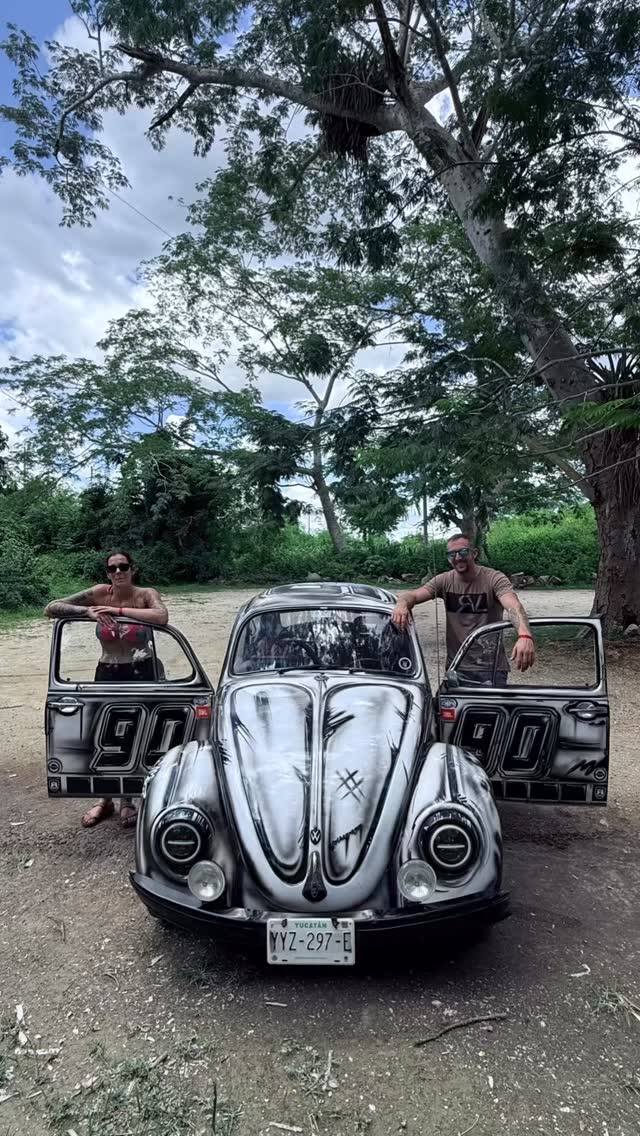 A whole day out in a classic Vw Beetle, but painted as a racing car? In Cancún? mexico? For reals? Oh yes!! This Alberta couple went for the cool option (heat aside!) and saw one of the seven w on sets of the world, jumped and swung into a refreshing underground cenote, ate various local foods and learned about Mayan and Spanish colonial history. Big day! #vw #vwbeetle #mexico #cancun #privatetour #valladolid #playadelcarmen