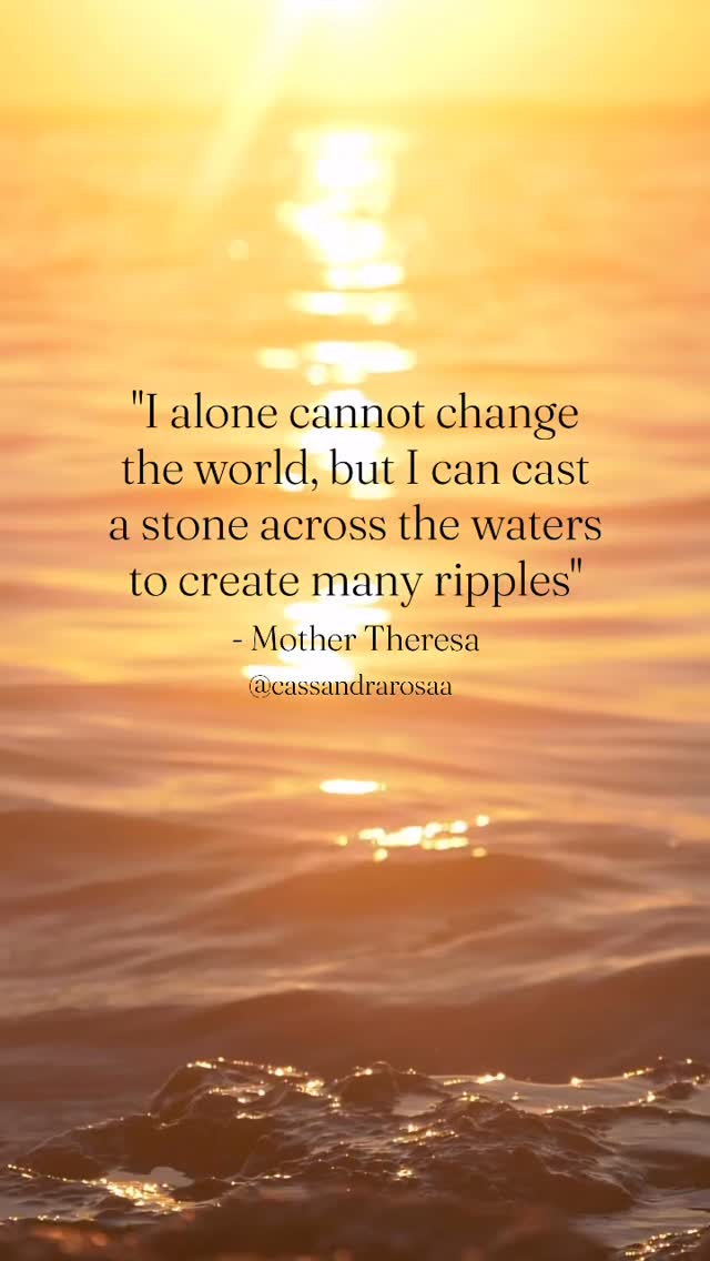 This quote really spoke to me! 💛
For years I have seen this image of a ripple effect.
Dropping a stone into the water and seeing the after effects of doing so.
I acknowledged what it represented.
The more I could take small actions every day doing what I love in my business, the more I could inspire others to do the same. ✨
But that wasn’t all I saw in my vision.
I saw other people coming together and doing the same. Casting their own metaphorical stone and creating this collective impact with their business. 💫
The world is experiencing a huge divide right now.
It’s more important than ever for all of us to come together regardless of our personal beliefs and make a collective ripple effect that makes this world a better place.
If you are inspired and ready to make your mark on the world, I invite you to cast your stone.
Take a small action step today to share your impactful and loving message below 👇🏼