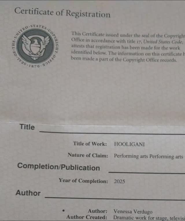 I now officially own the Copyright for HOOLIGANI!