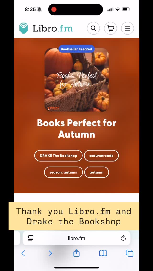 Books perfect for autumn— I think we’re all ready for cooler weather and books to match it. Thank you @librofm and @drakethebookshop for compiling this list (my TBR is growing!) and including Doll Parts. 🖤👻🍁
#fallbooks #sweaterweather #dollparts #drakethebookshop #librofm #bookstagram