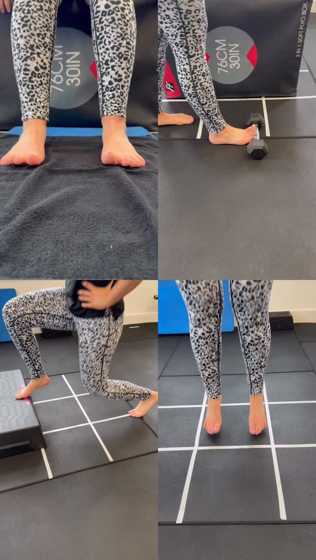 Foot “core” 🦶
Here are a few examples of foot strengthening exercises we use in our rehab.
They help with reducing Plantarfasciopathy, Achilles tendinopathy and shin splints to name a few 🦵 🤘
1. Toe curls with a towel (ball or pen)
2. Toe extension in stance phase (adding a swing phase/step through on opposite leg)
3. Split squat with calf raise hold (leg leg)
4. 3 level plyo hops (small, medium, high)
Helping build those intrinsic and extrinsic muscles to help with foot shock absorption and propulsion 🦵 🦶
#footrehab #impacthealthphysio #footstrength #footstability #physio #achillespain #plantarpain #shinsplints #newtownabbey #glengormley #belfast #antrim #carrickfergus #rehab