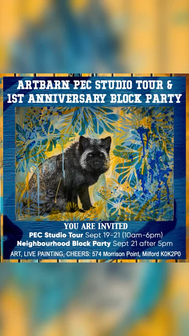 It’s all happening. You’re invited!
Art Barn first anniversary and PEC studio tour. @pecstudiotour Block party Sunday evening to celebrate.
Big renovations to the space. Lots of new art.
Come one. Come all
Art, Live Painting, Cheers.